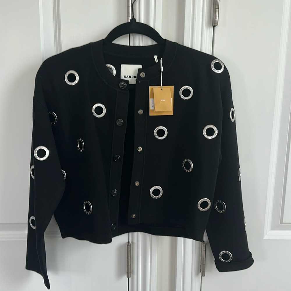 Sandro Black Jacket with Silver Accents